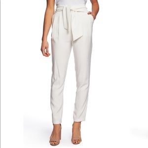 CeCe soft ecru front tie straight pants